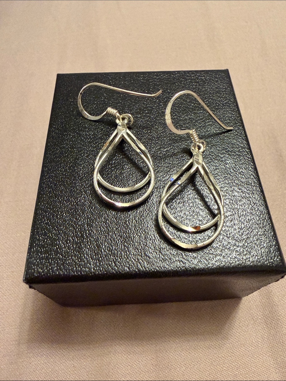 Sterling Teardrop Double-Hoop Dangle Earrings - Silver